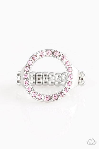 Paparazzi Accessories-One-GLAM Band Pink Rhinestone Ring