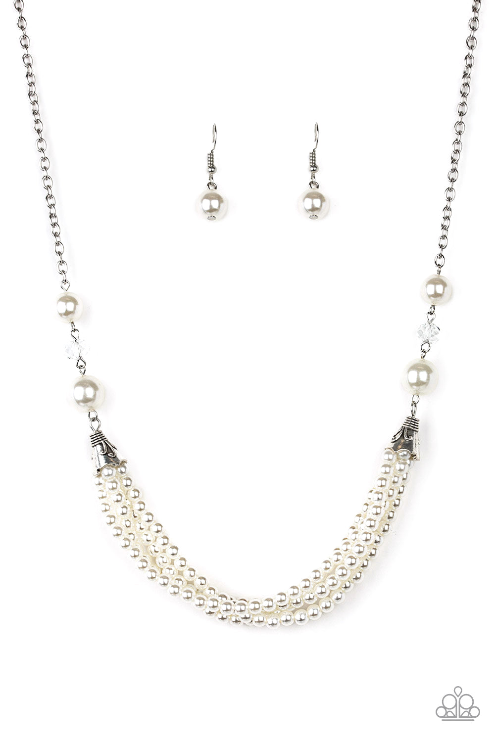 Paparazzi Accessories-One-WOMAN Show White Pearl Necklace Set