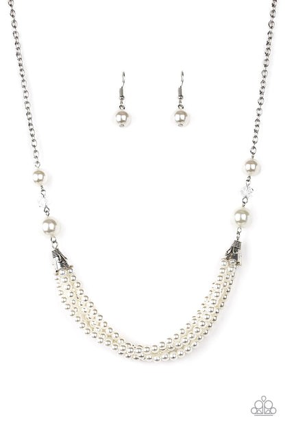 Paparazzi Accessories-One-WOMAN Show White Pearl Necklace Set