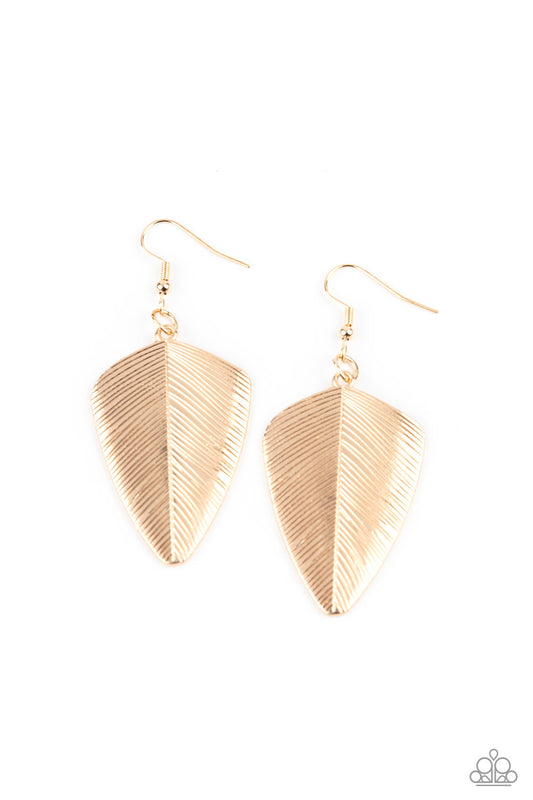 Paparazzi Accessories-One Of The Flock Gold Feather Earrings