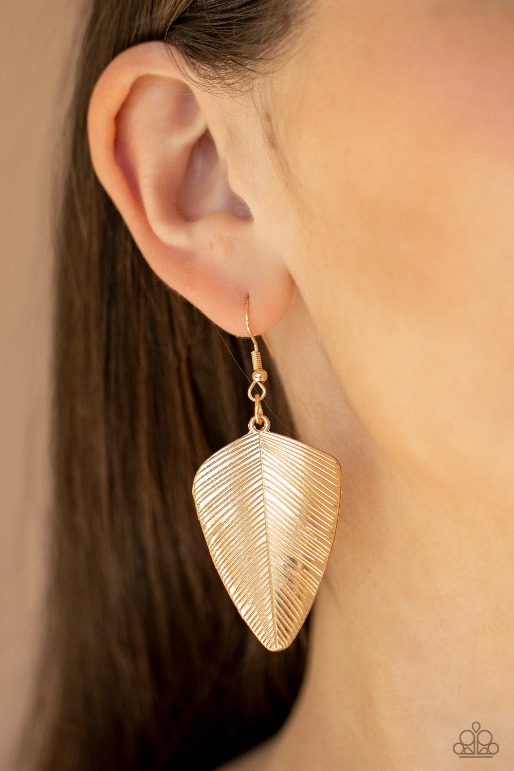 Paparazzi Accessories-One Of The Flock Gold Feather Earrings