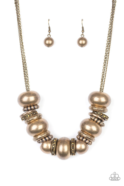 Paparazzi Accessories-Only The Brave Brass Necklace Set