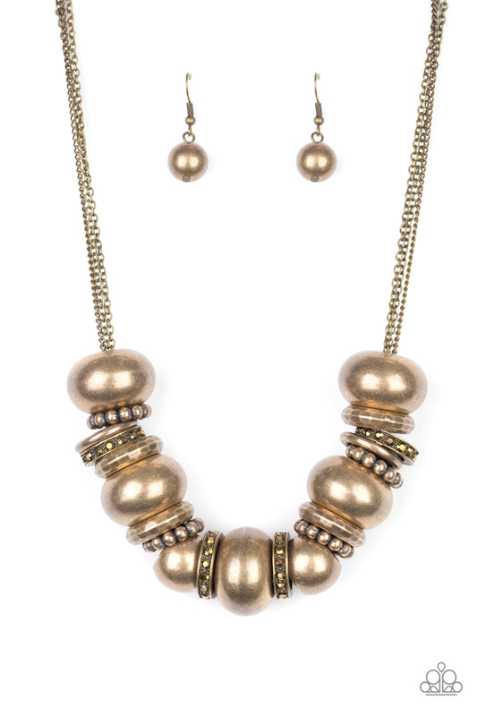 Paparazzi Accessories-Only The Brave Brass Necklace Set
