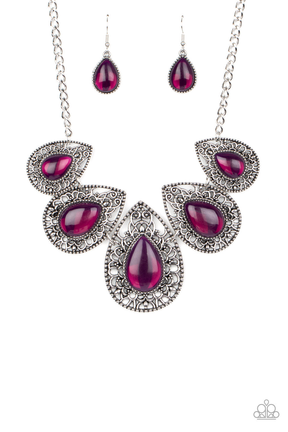 Paparazzi Accessories-Opal Auras Purple Necklace Set