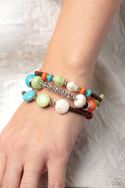Paparazzi Accessories-Operation Outdoors Multi Earthy Wooden Bead Bracelet