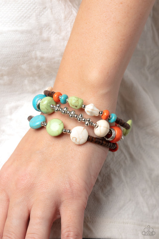 Paparazzi Accessories-Operation Outdoors Multi Earthy Wooden Bead Bracelet