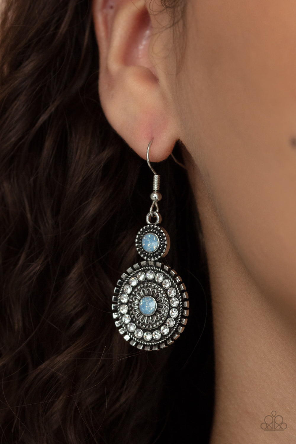 Paparazzi Accessories-Opulent Outreach Blue Opalescent Earrings