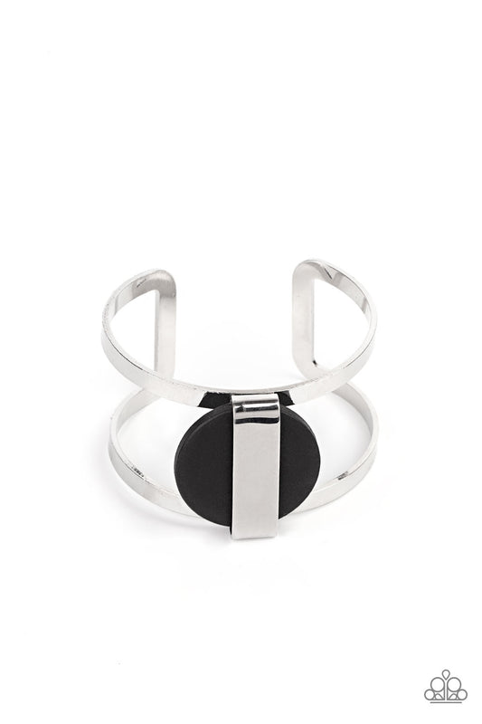 Paparazzi Accessories-organic Fusion Black Wooden Disc Cuff Bracelet