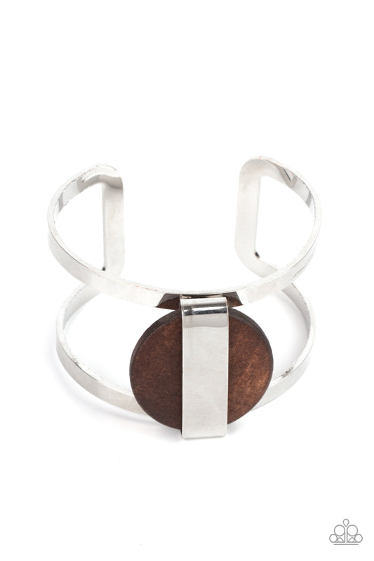 Paparazzi Accessories-Organic Fusion Brown Earthy Wooden Cuff Bracelet