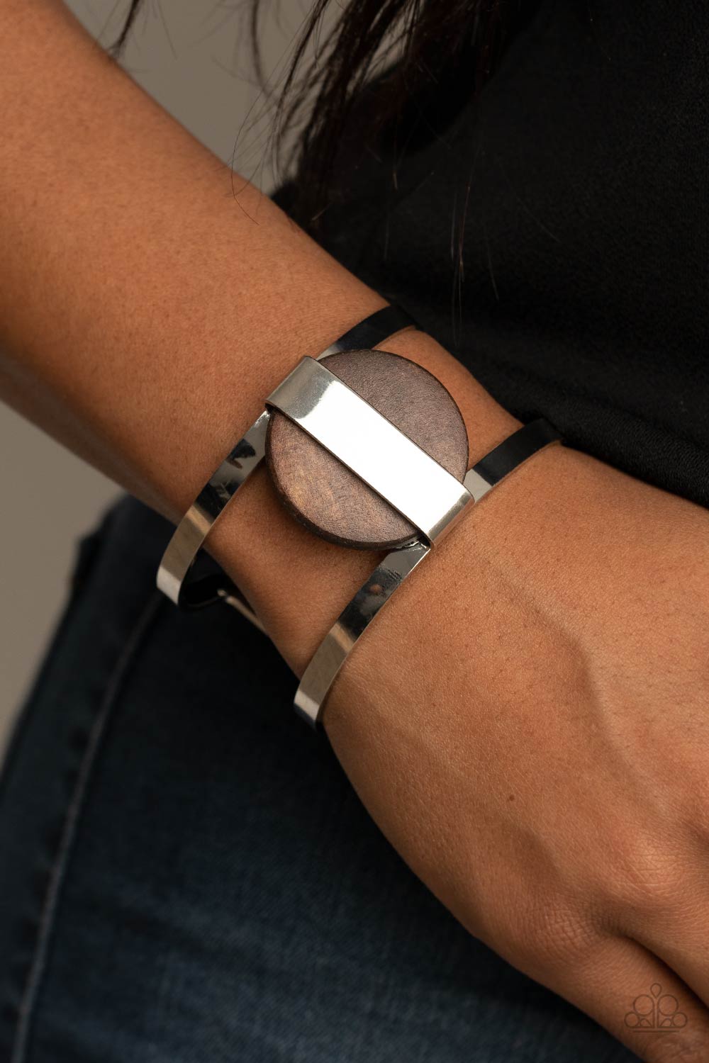 Paparazzi Accessories-Organic Fusion Brown Earthy Wooden Cuff Bracelet