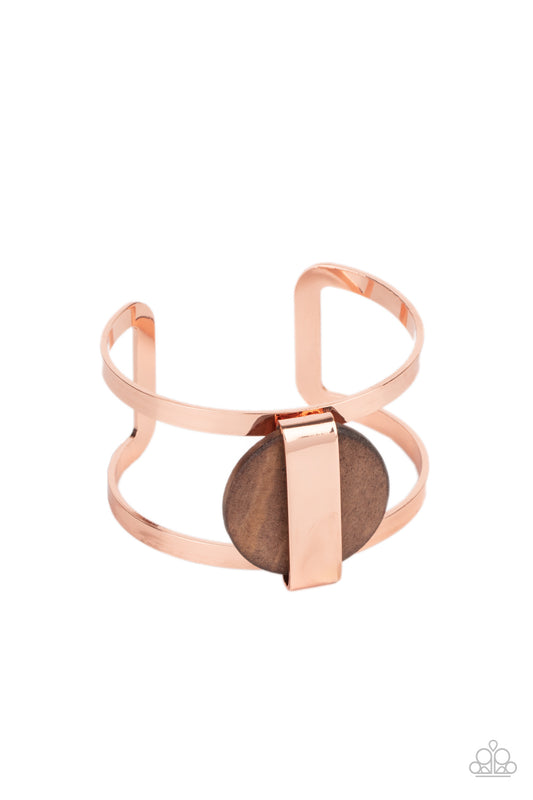 Paparazzi Accessories-Organic Fusion Copper Abstract Wooden Cuff Bracelet