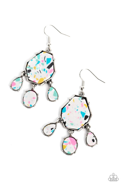 Paparazzi Accessories-Organic Optimism White Stone Multi Specks Earrings
