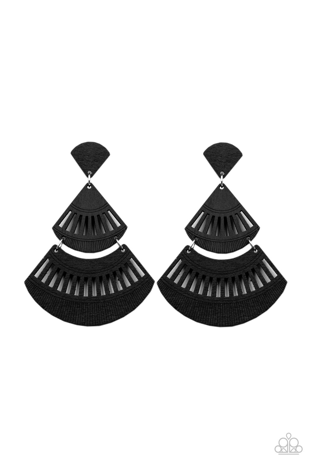 Paparazzi Accessories-Oriental Oasis Black Wood Earrings