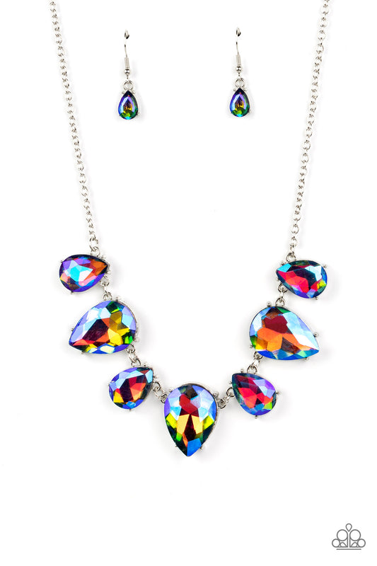 Paparazzi Accessories-Otherworldly Multi Iridescent Teardrop Necklace Set