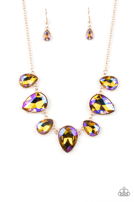 Paparazzi Accessories-Otherworldly Opulence Iridescent Teardrop Necklace Set