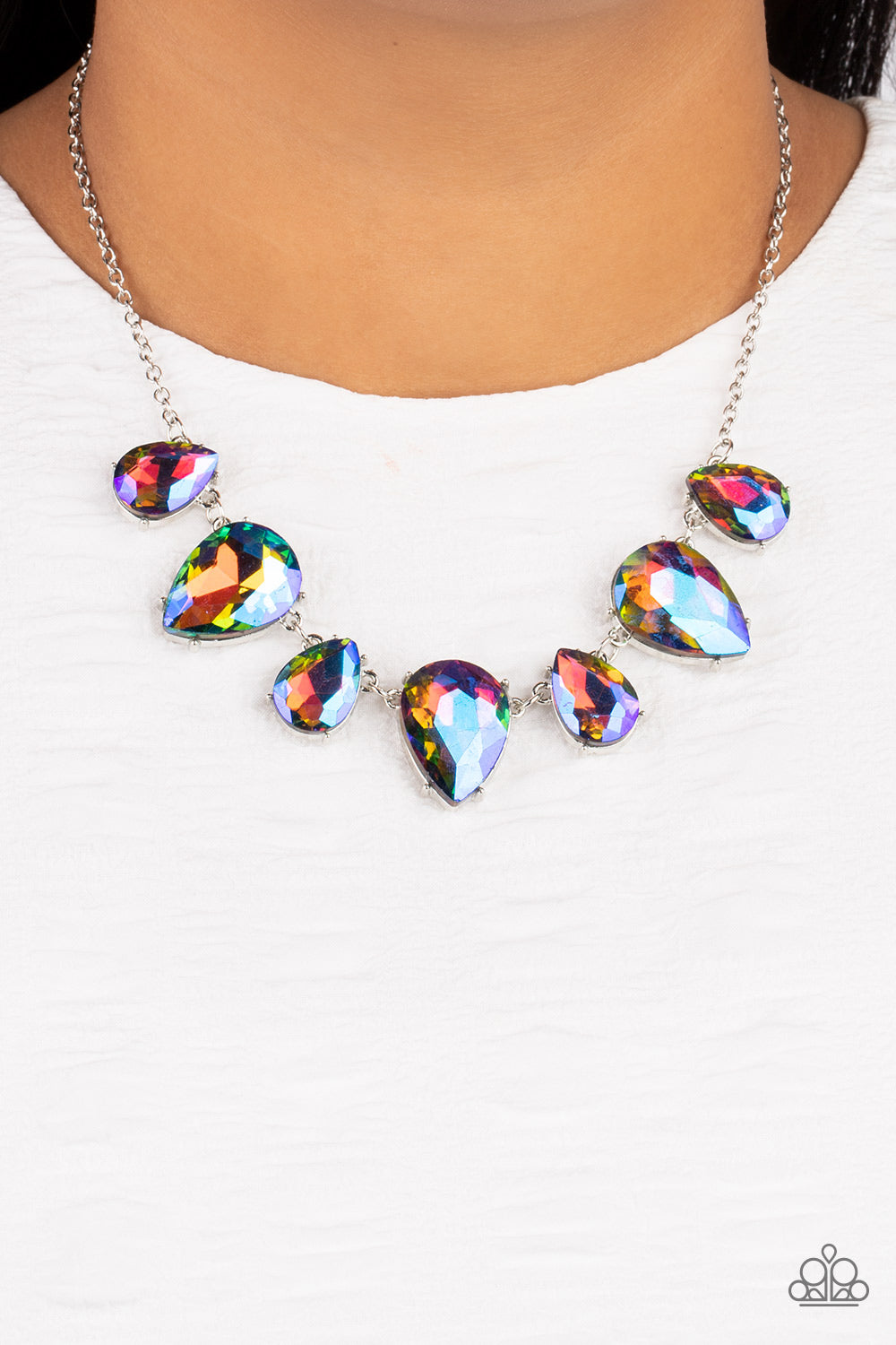 Paparazzi Accessories-Otherworldly Multi Iridescent Teardrop Necklace Set