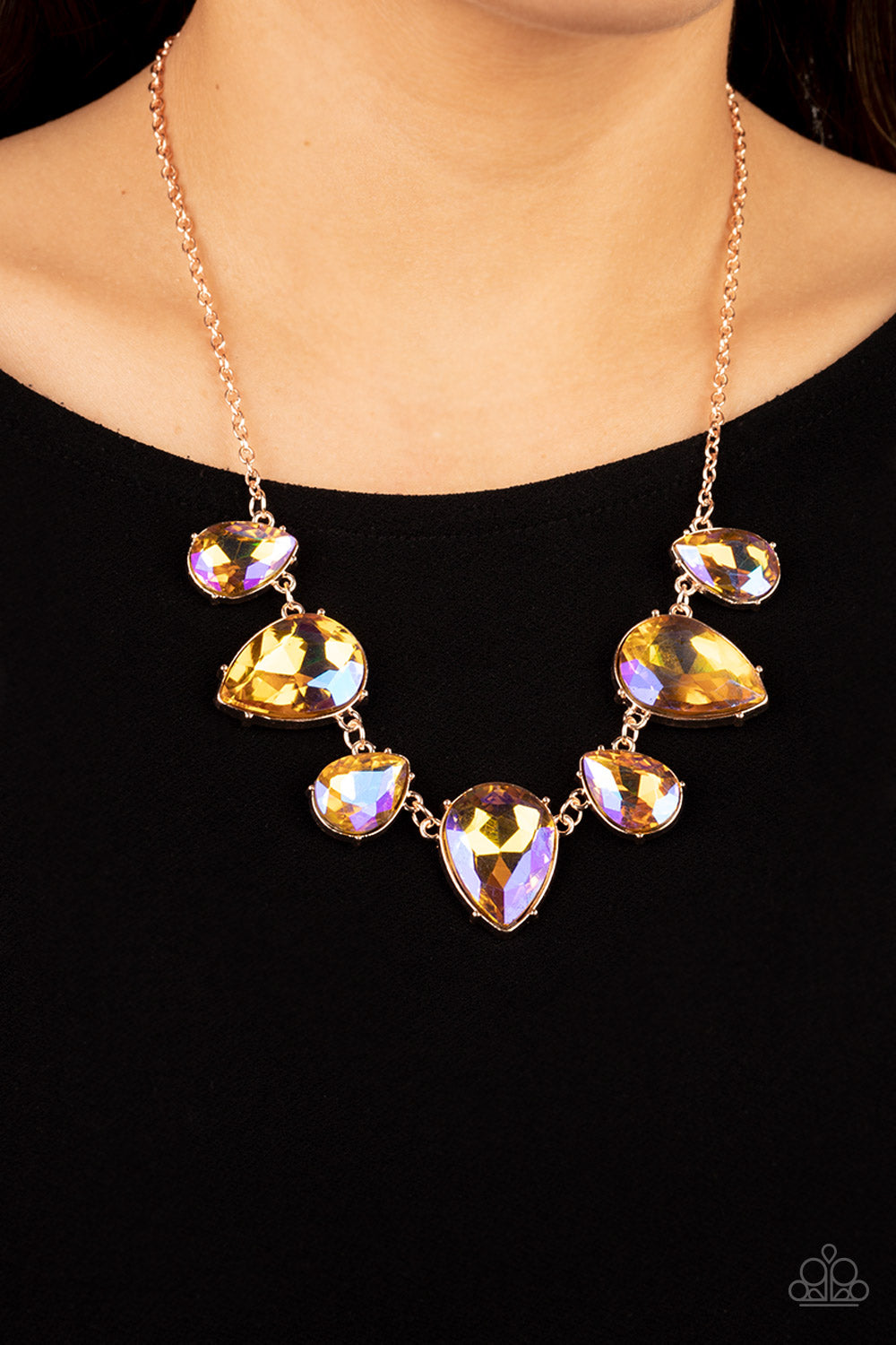 Paparazzi Accessories-Otherworldly Opulence Iridescent Teardrop Necklace Set