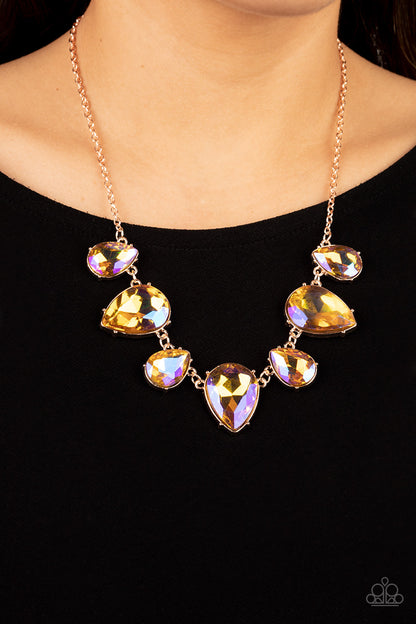 Paparazzi Accessories-Otherworldly Opulence Iridescent Teardrop Necklace Set