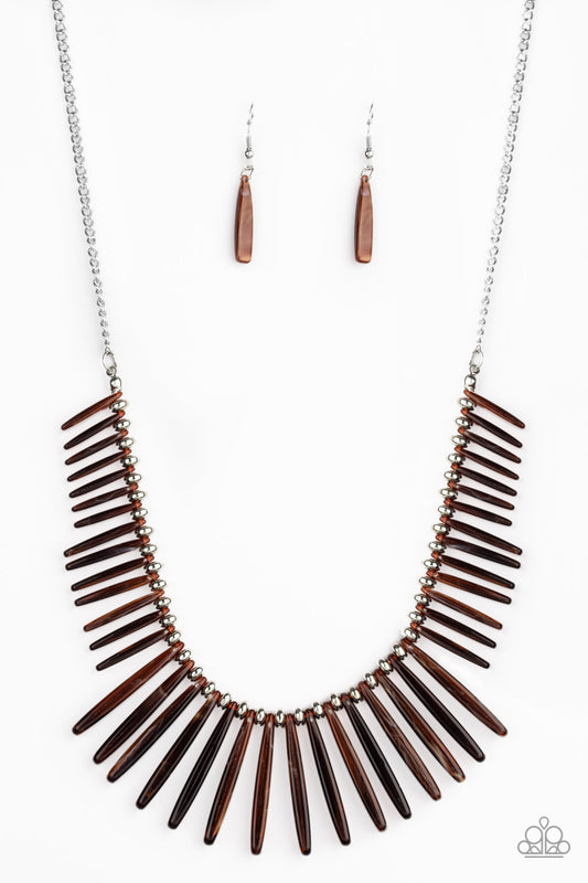 Paparazzi Accessories-Out of My Element Brown Necklace Set