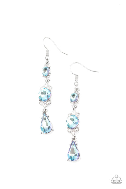 Paparazzi Accessories-Outstanding Opulence Blue Rhinestone Teardrop Earrings