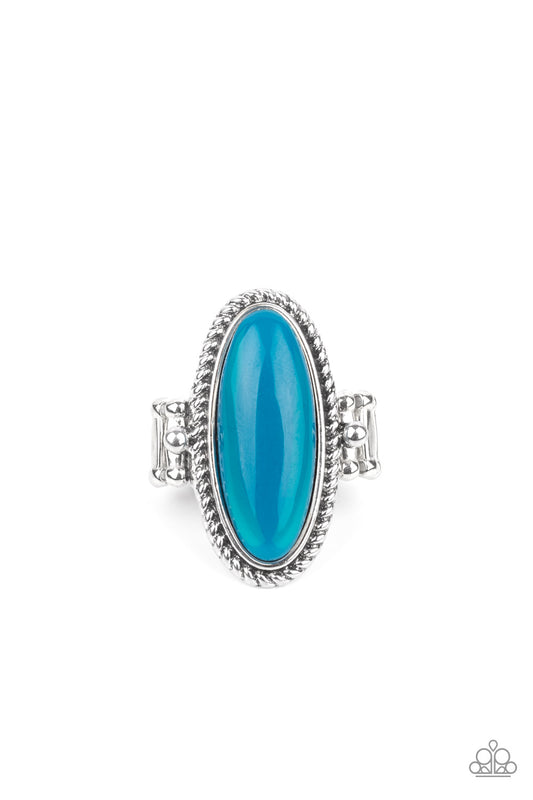 Paparazzi Accessories-Oval Oasis Blue Iridescence Acrylic Ring