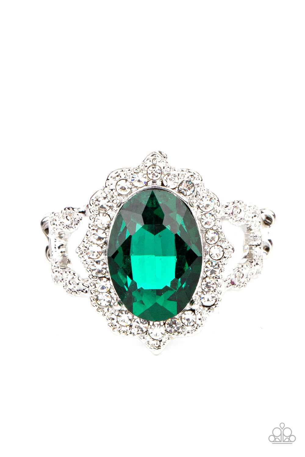 Paparazzi Accessories-Oval Office Opulence Oversized Green Gem Ring