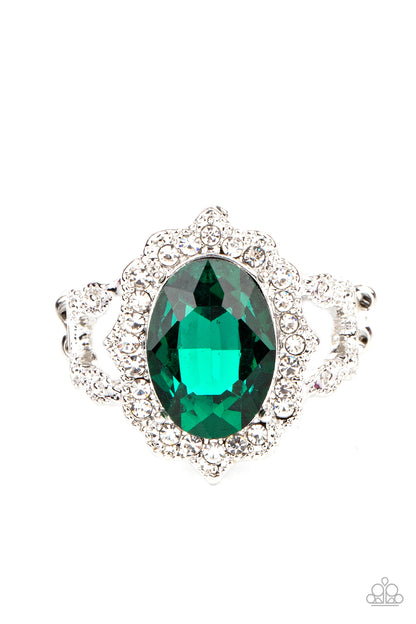 Paparazzi Accessories-Oval Office Opulence Oversized Green Gem Ring