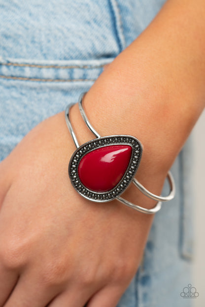 Paparazzi Accessories-Over The Top Pop Red Cuff Bracelet