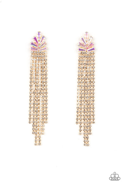 Paparazzi Accessories-Overnight Sensation Gold Sparkly Strand Earrings