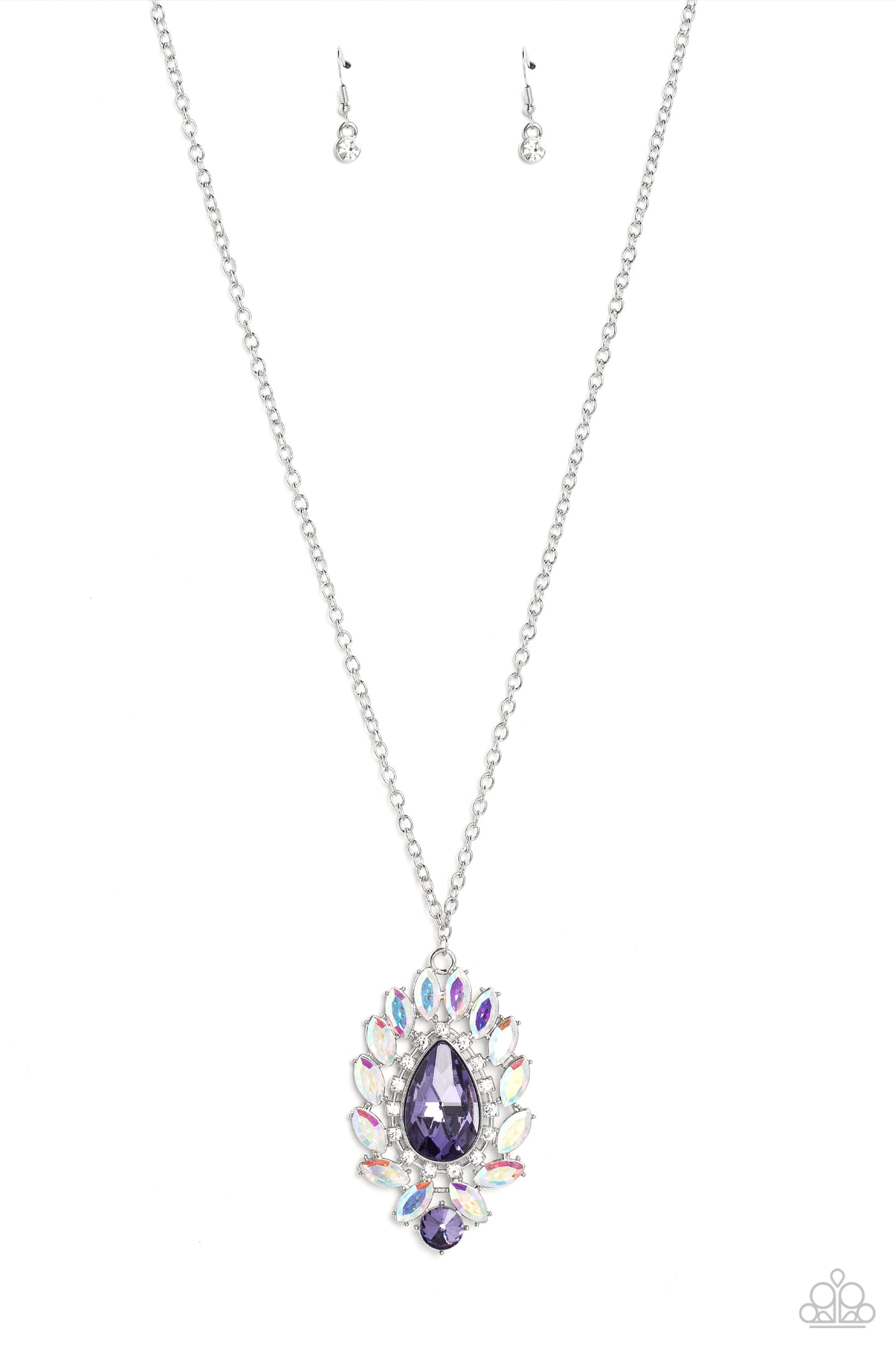 Paparazzi Accessories-Over The TEARDROP Purple Iridescent Necklace Set
