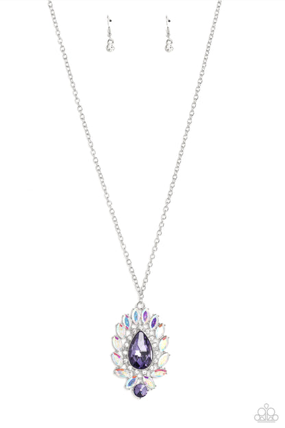 Paparazzi Accessories-Over The TEARDROP Purple Iridescent Necklace Set