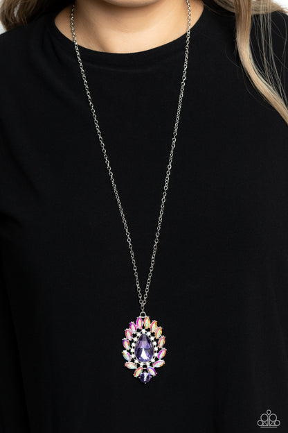 Paparazzi Accessories-Over The TEARDROP Purple Iridescent Necklace Set