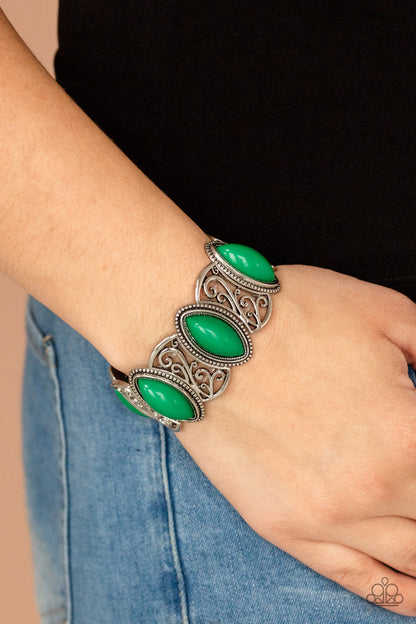 Paparazzi Accessories POP, Skip, and a Jump Green Mint Filigree Bracelet