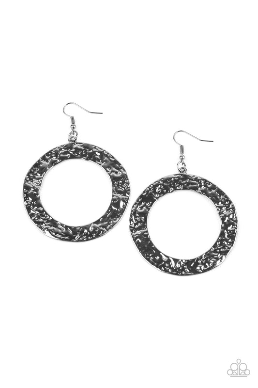 Paparazzi Accessories-PRIMAL Meridian Black Flat Earrings