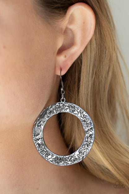 Paparazzi Accessories-PRIMAL Meridian Black Flat Earrings