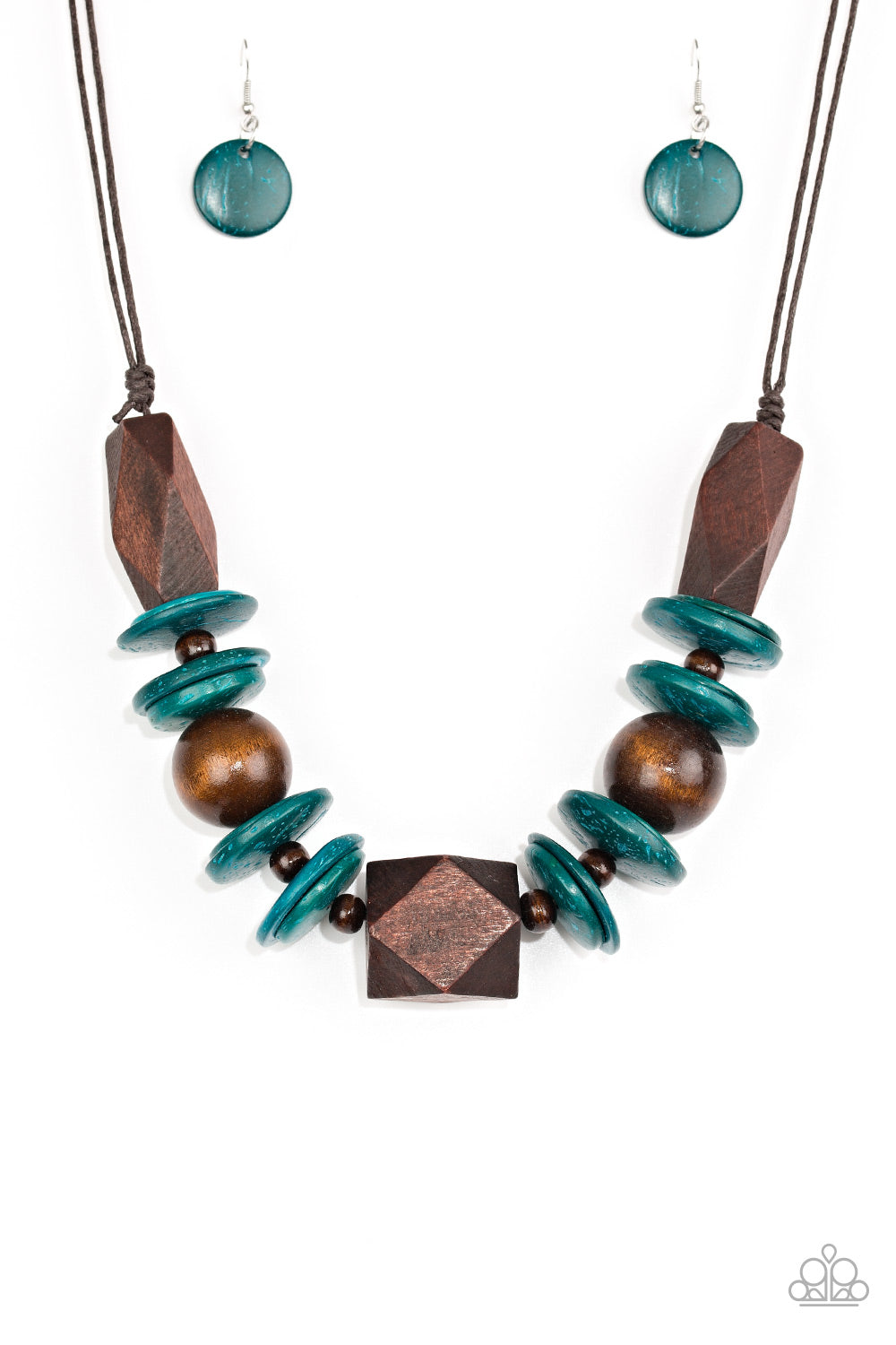 Paparazzi Accessories-Pacific Paradise Blue Wood Necklace Set
