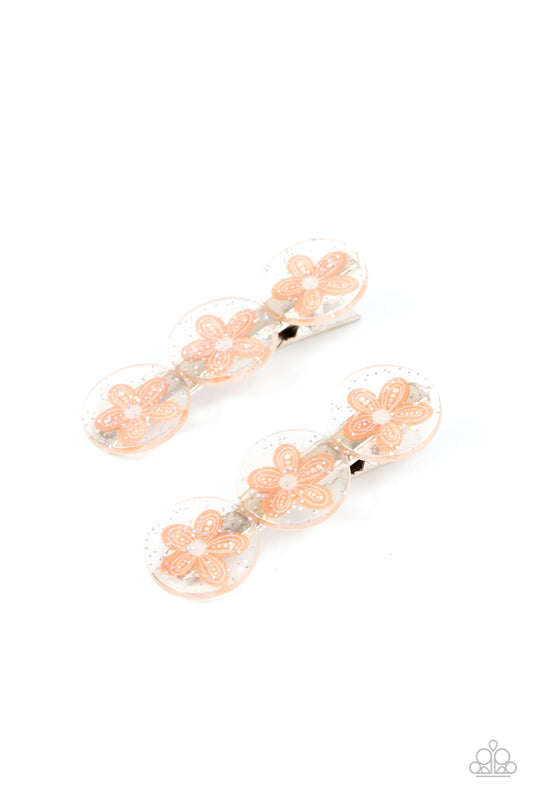 Paparazzi Accessories-Pamper Me In Posies Orange Acrylic Hair Clip
