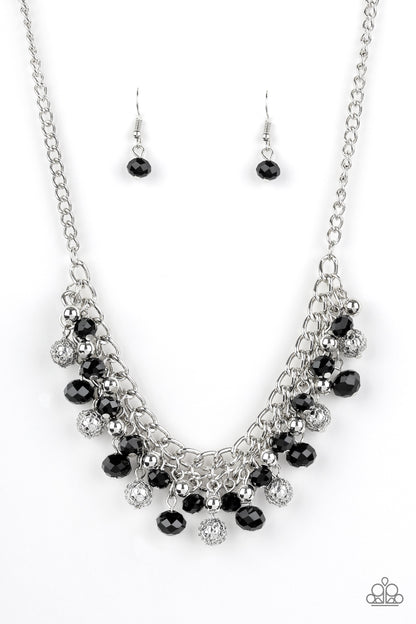 Paparazzi Accessories-Party Spree Black Metallic Net Necklace Set