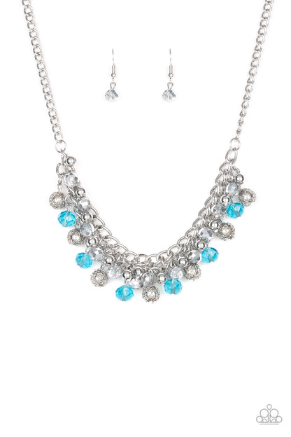 Paparazzi Accessories-Party Spree Blue Crystal Bead Necklace Set