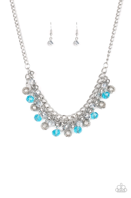 Paparazzi Accessories-Party Spree Blue Crystal Bead Necklace Set