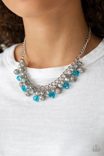 Paparazzi Accessories-Party Spree Blue Crystal Bead Necklace Set