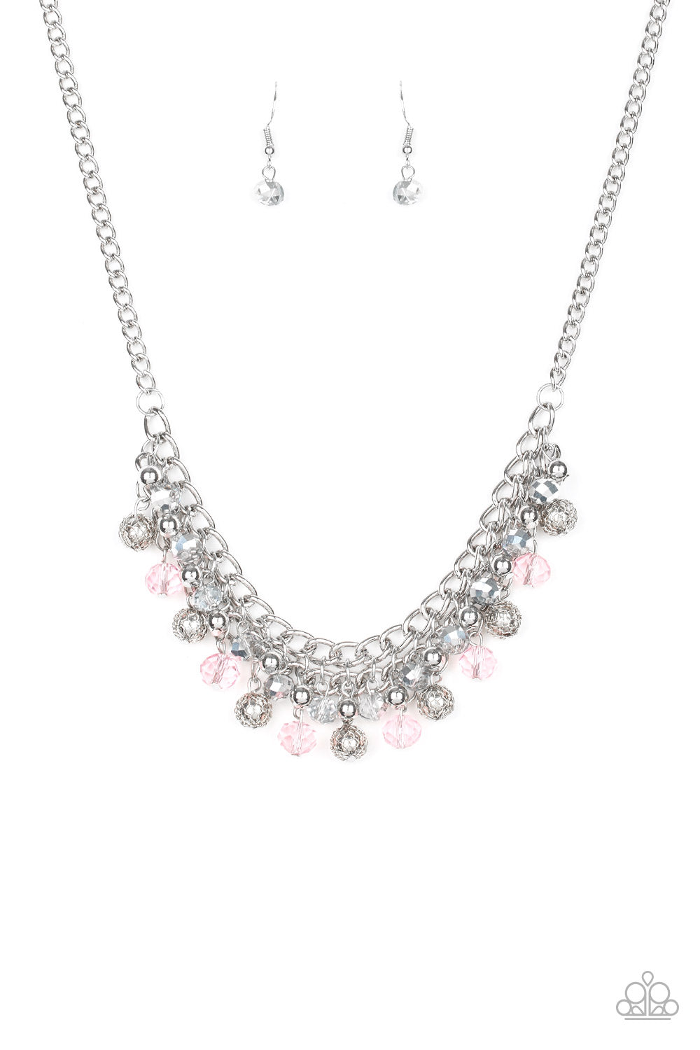 Paparazzi Accessories-Party Spree Pink Glittery Necklace Set