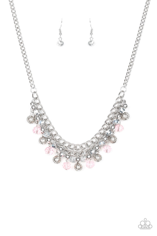 Paparazzi Accessories-Party Spree Pink Glittery Necklace Set