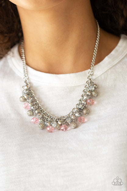 Paparazzi Accessories-Party Spree Pink Glittery Necklace Set