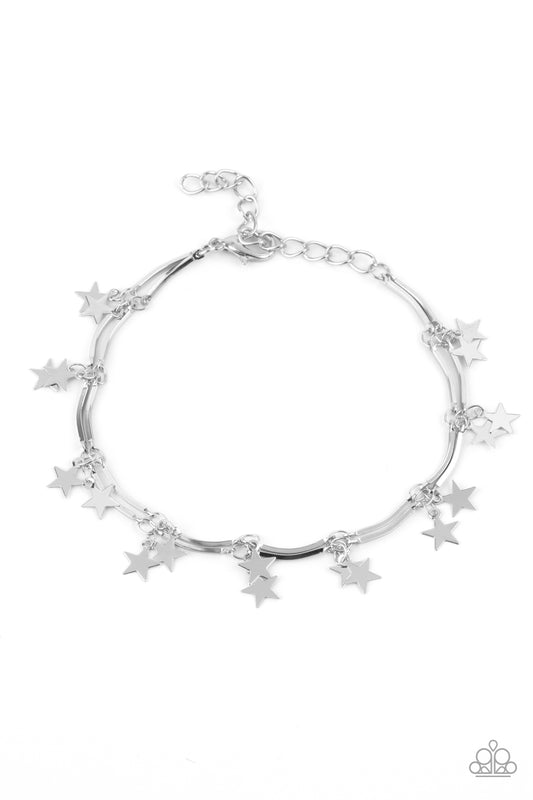 Paparazzi Accessories-Party in the USA Silver Stars Dainty Fringe Bracelet