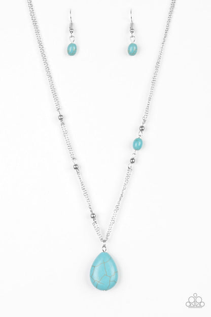 Paparazzi Accessories-Peaceful Prairies Blue Turquoise Teardrop Necklace Set