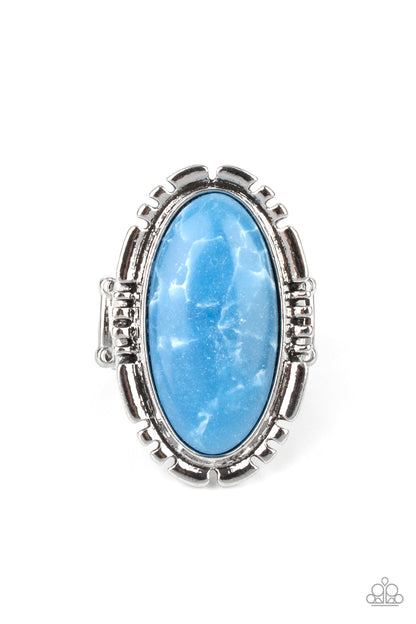 Paparazzi Accessories-Peacefully Pioneer Blue Oval Stone Ring