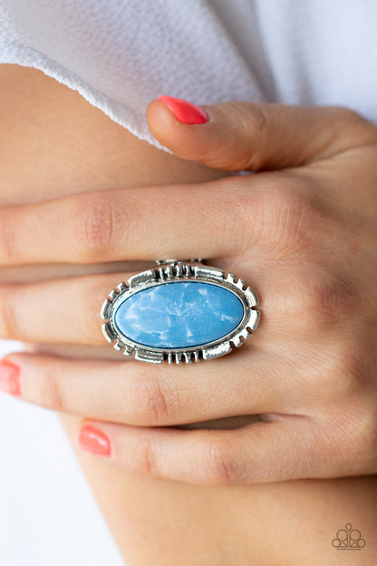 Paparazzi Accessories-Peacefully Pioneer Blue Oval Stone Ring