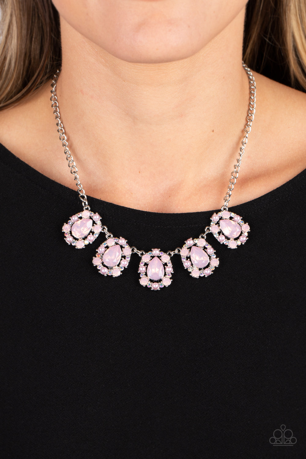Paparazzi Accessories-Pearly Pond Pink Opalescent Pearl Necklace Set