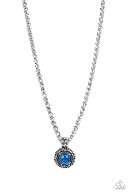Paparazzi Accessories-Pendant Dreams Blue Reflective Stone Men's Necklace